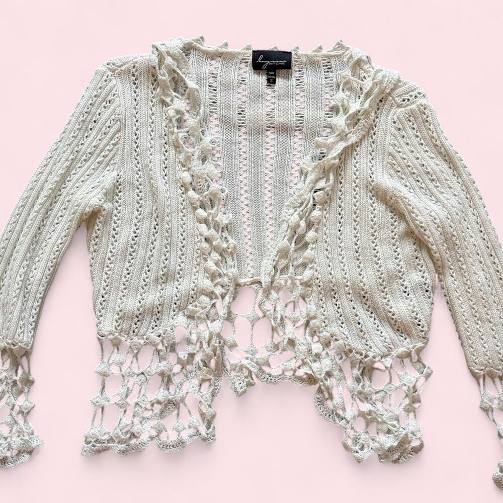 Lynn Ritchie White Crochet Cardigan - Size: S